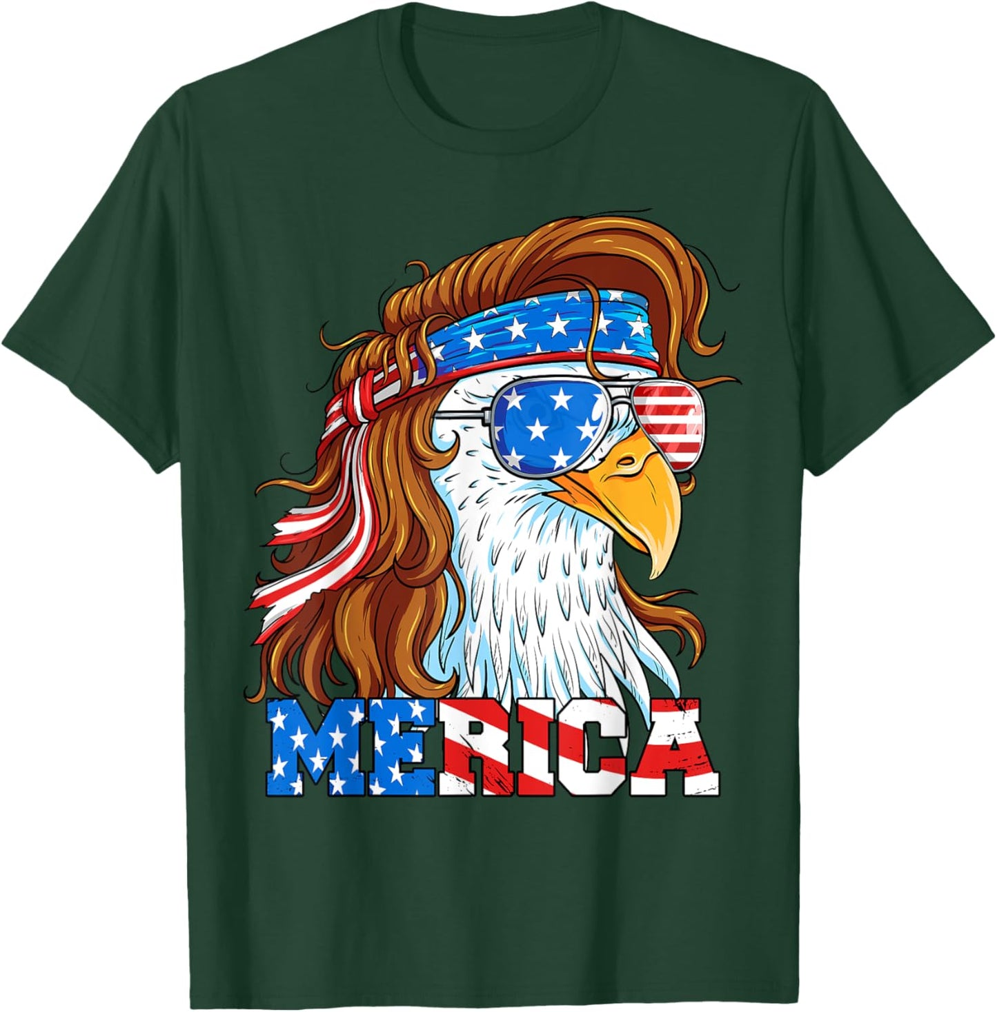 Merica Eagle Mullet 4th of July American Flag Usa Patriotic T-Shirt - T-Shirt | Forest