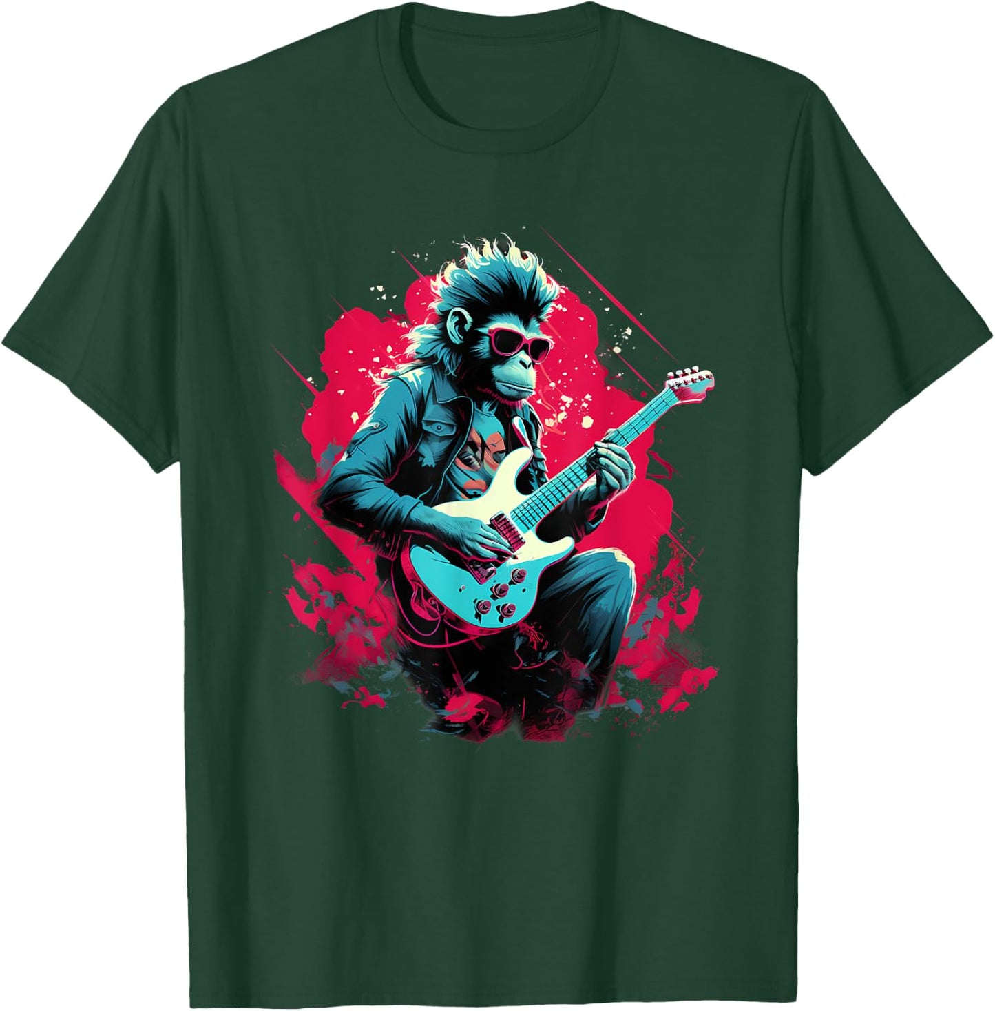Punk Rock Guitar Monkey Guitarist T-Shirt - T-Shirt | Forest