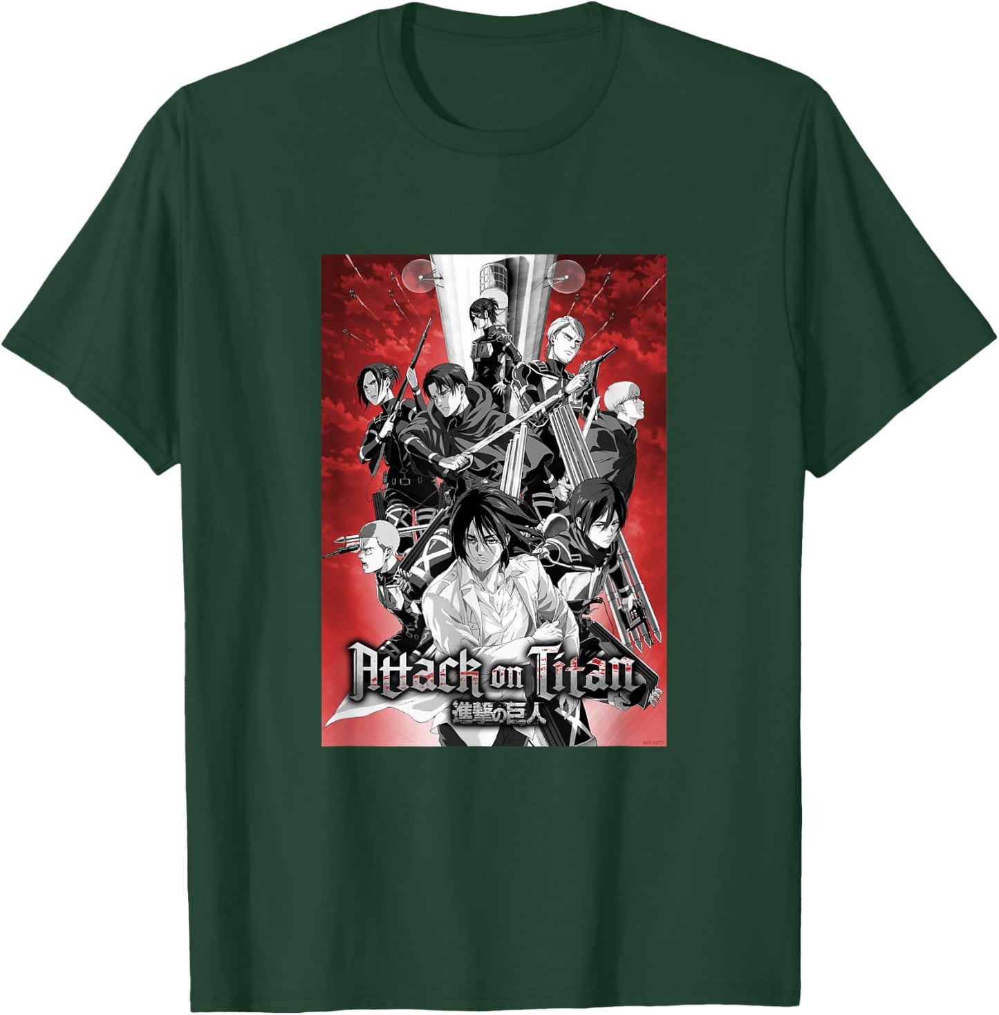 Attack on Titan Season 4 Red Sky Group Poster AOT Anime T-Shirt - T-Shirt | Forest