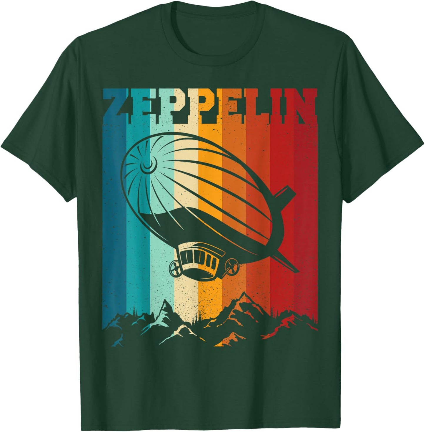 Dirigible Airship Retro Zeppelin 70s 80s Zepelin Zepplin T-Shirt - T-Shirt | Forest