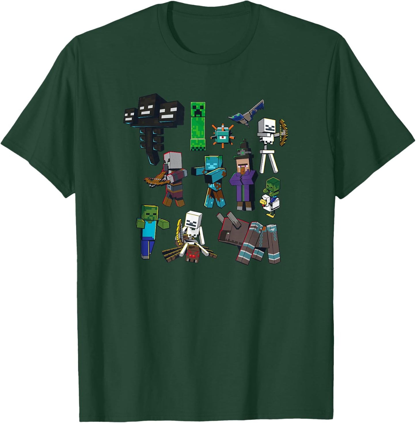 Minecraft Hostile Mobs Grid Poster T-Shirt - T-Shirt | Forest