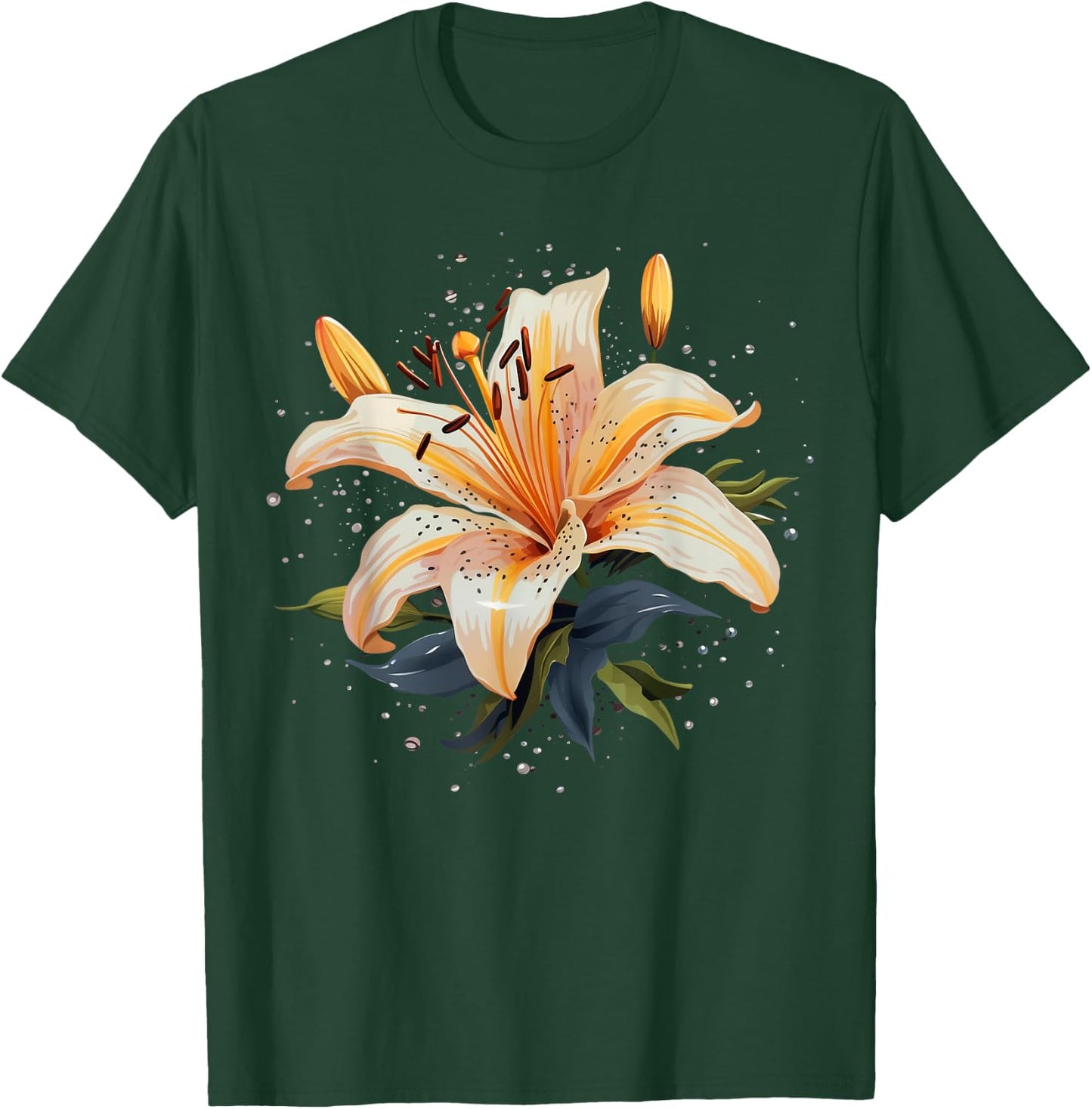 Shattered Lily flower with Lily petals T-Shirt - T-Shirt | Forest