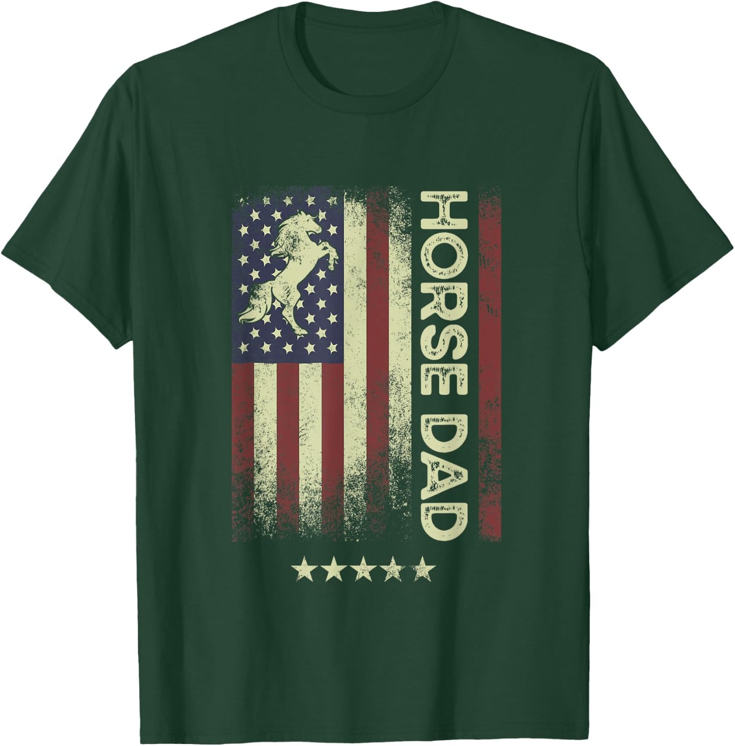 USA American Flag - Horse Dad Women Men T-Shirt - T-Shirt | Forest
