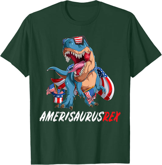 4th July T Rex America Dinosaur Independence Day Patriot USA T-Shirt - T-Shirt | Forest