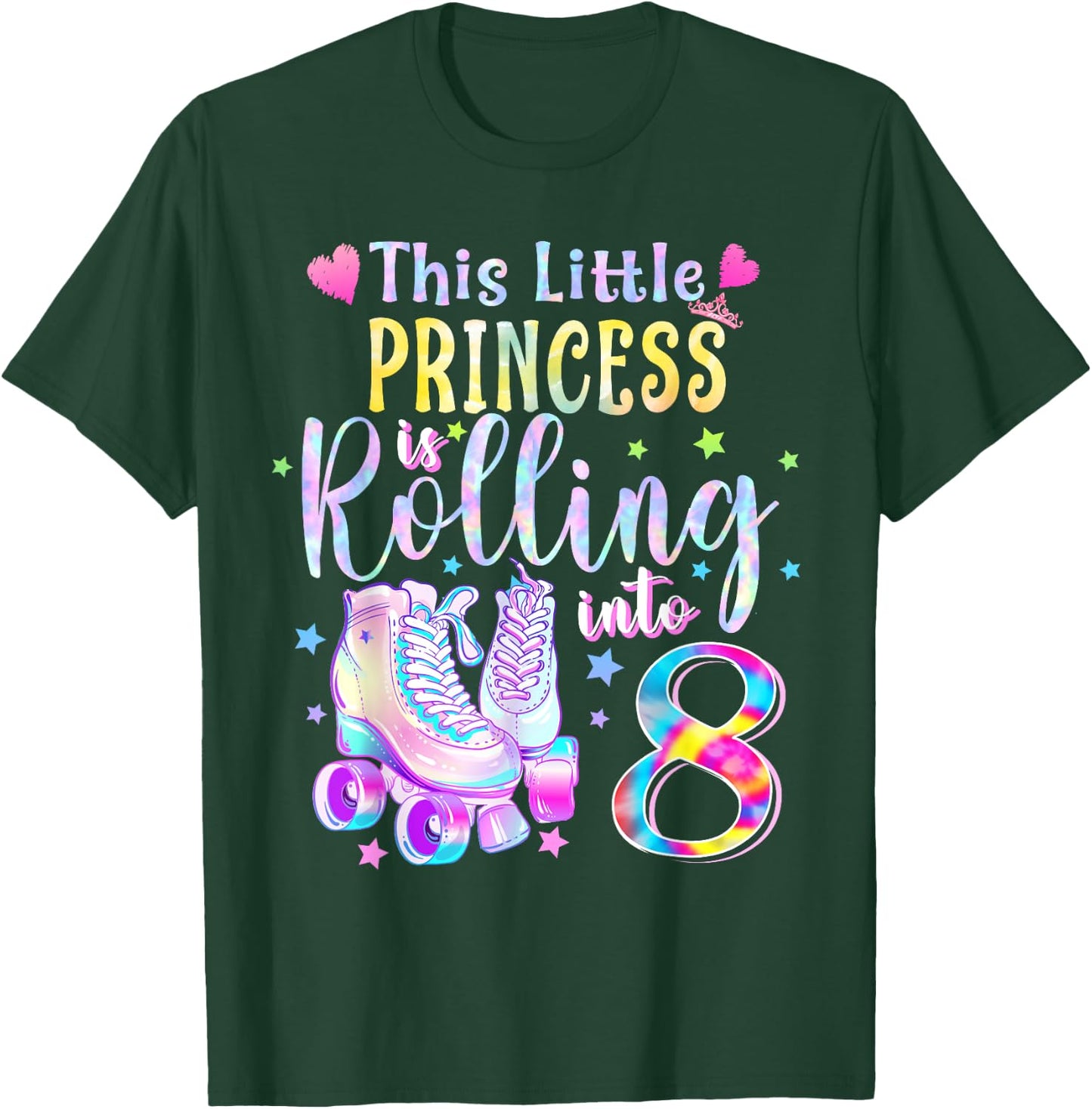 This Little Princess Rolling Into 8 8th Birthday Skate Girls T-Shirt - T-Shirt | Forest