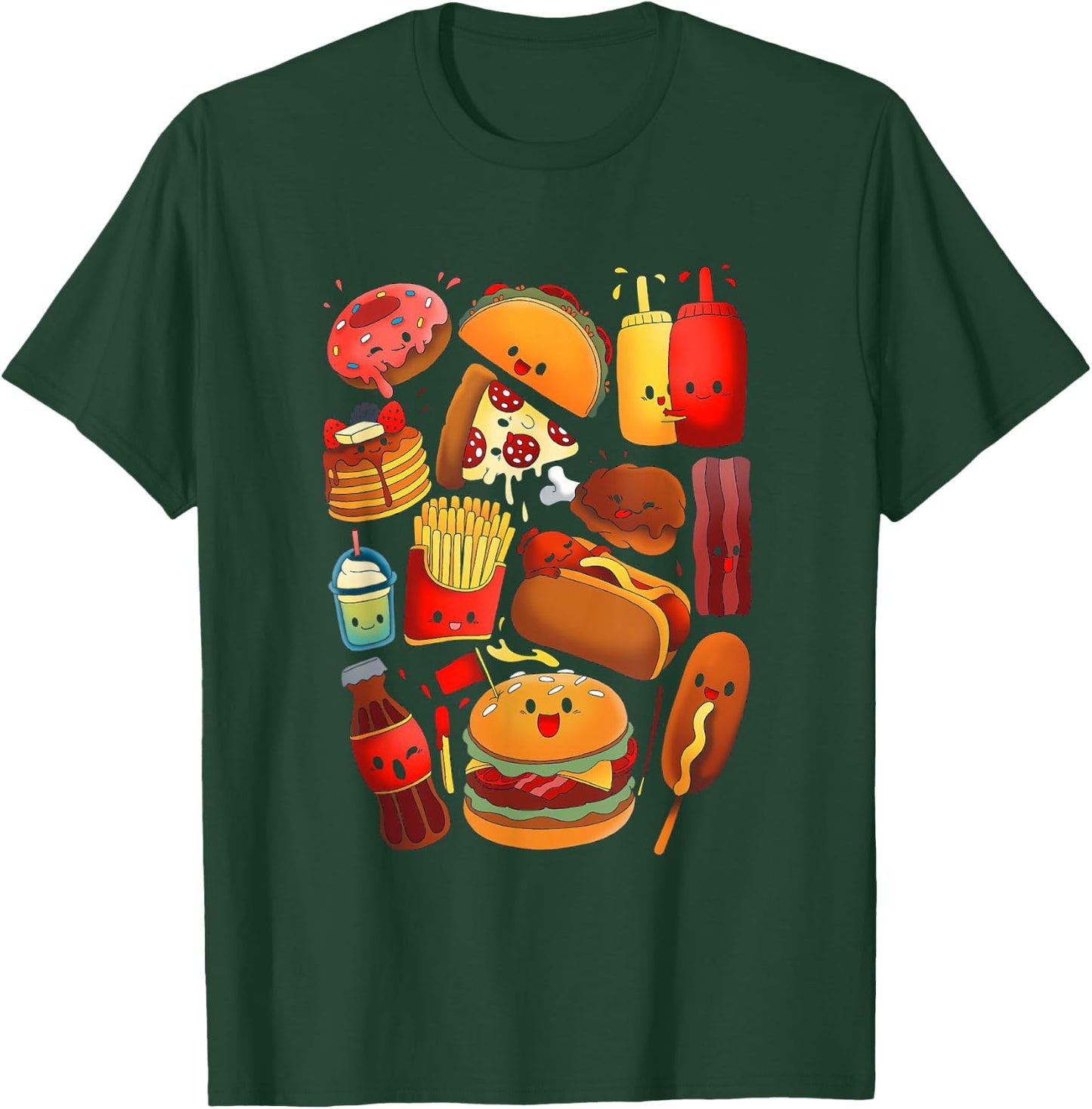 Funny fast food - Fastfood Graphic kawaii T-Shirt - T-Shirt | Forest