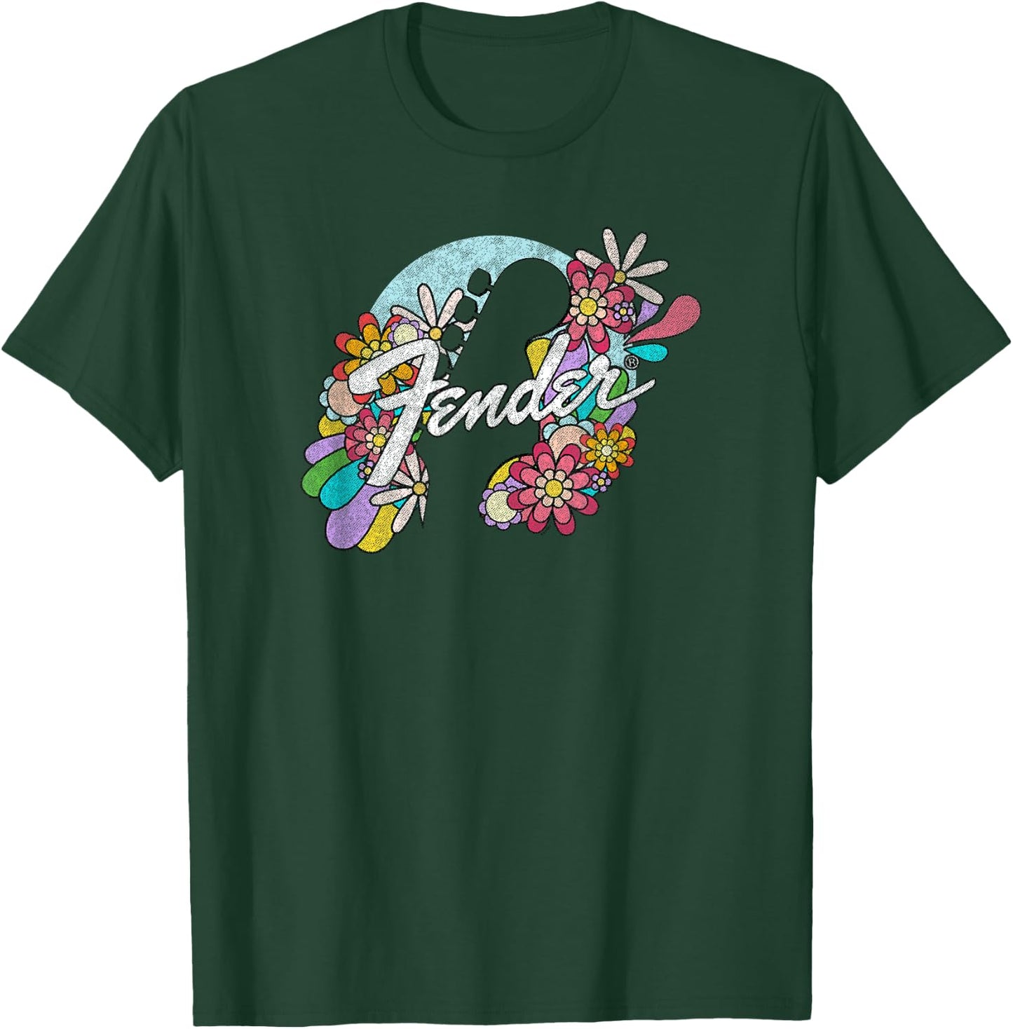 Fender Spring Time Flower Covered Guitar Silhouette Logo T-Shirt - T-Shirt | Forest
