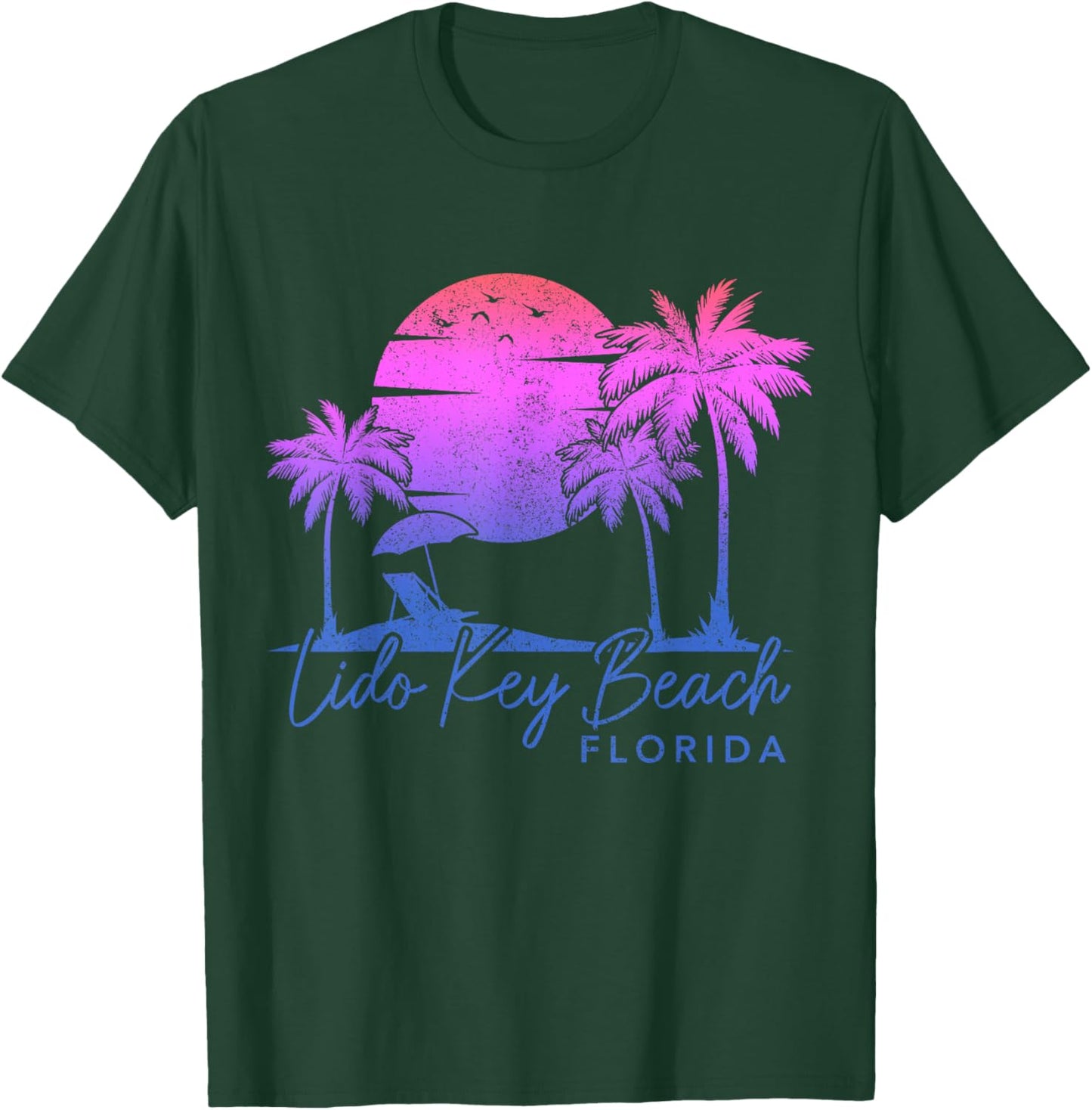 Lido Key Beach Florida FL Surfer Vintage Retro Men Women Girls Kids T-Shirt - T-Shirt | Forest