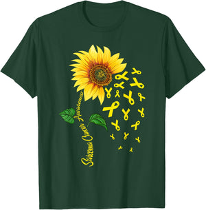 Sunflower Yellow Ribbon Sarcoma Cancer Awareness Day Fighter T-Shirt - T-Shirt | Forest