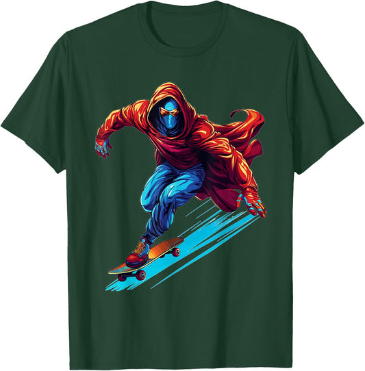 Superhero Skater - Skateboard Skateboarder Skateboarding T-Shirt - T-Shirt | Forest