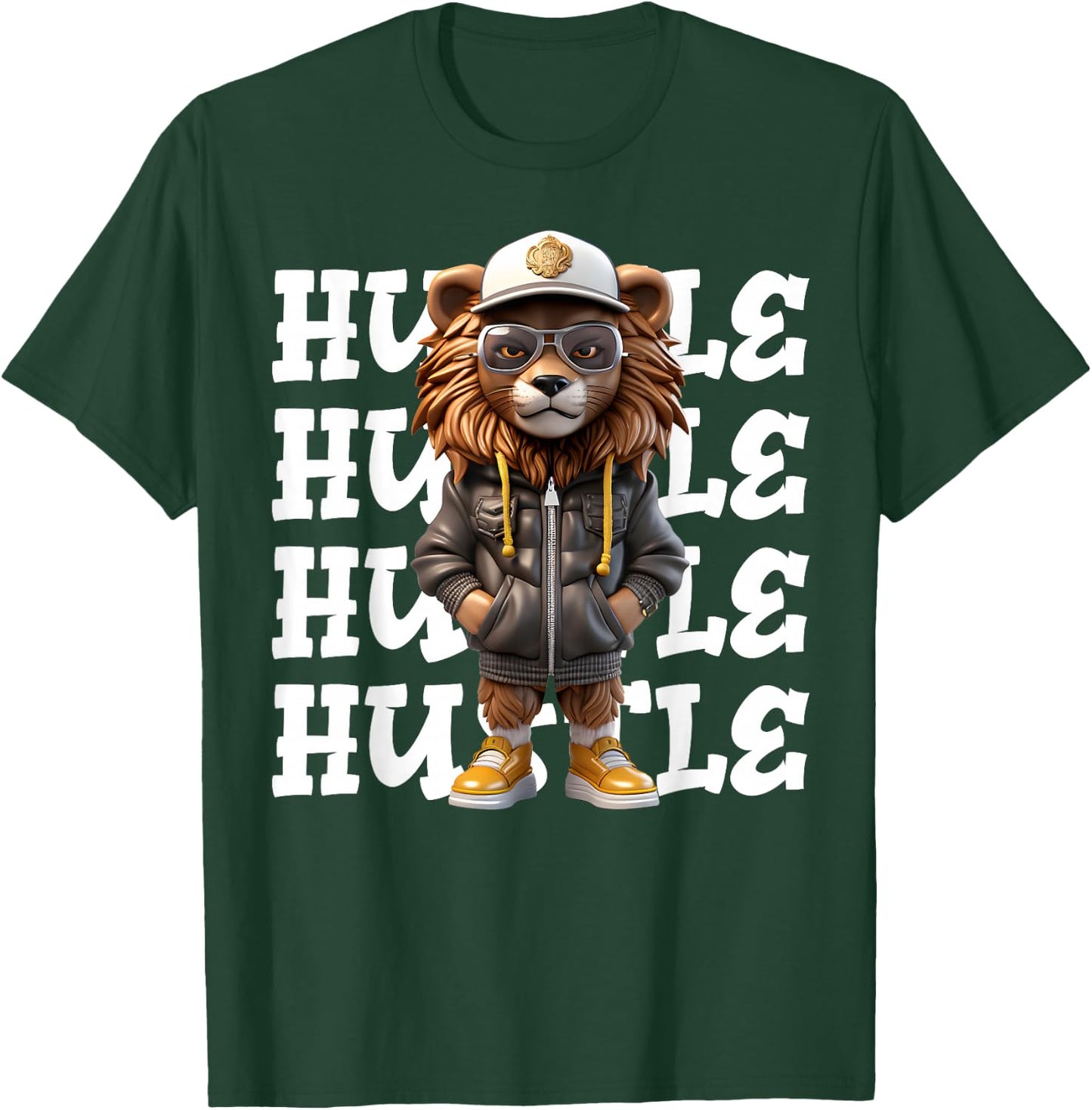 Hip Hop Lion Hustle Money Urban Drip Streetwear Black King T-Shirt - T-Shirt | Forest