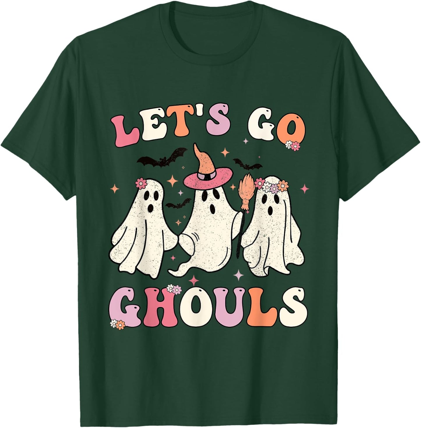 Retro Groovy Let's Go Ghouls Halloween Ghost Outfit Costumes T-Shirt - T-Shirt | Forest