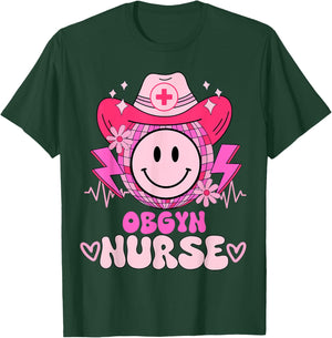Cute medical retro stethoscope RN country OBGYN nurse T-Shirt - T-Shirt | Forest