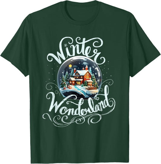 Winter Wonderland Snow Glob Night House Merry Xmas Costume T-Shirt - T-Shirt | Forest