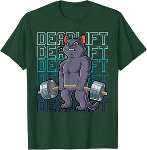 Cat Gym Weight Training Deadlift Men Women T-Shirt - T-Shirt | Forest