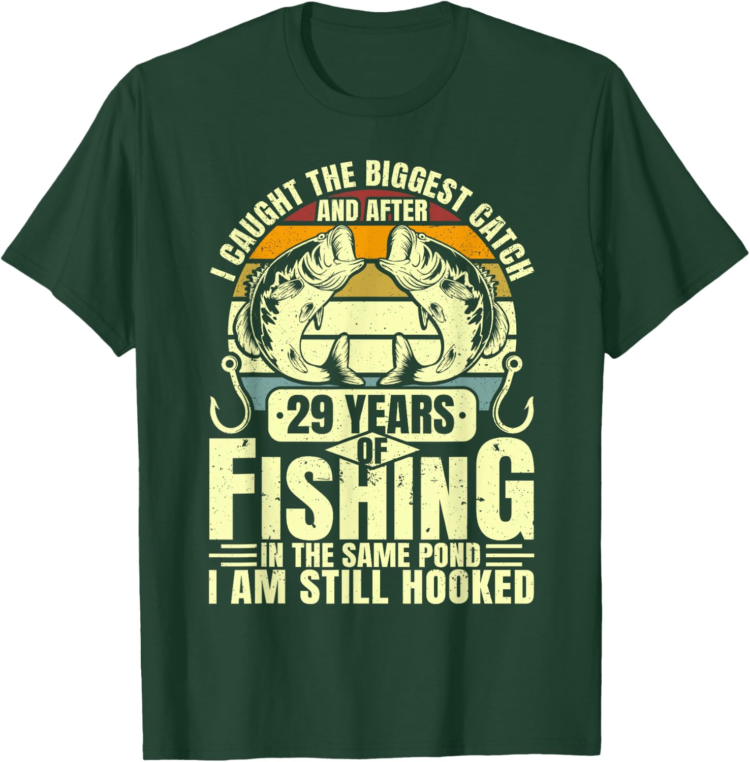 29th Wedding Anniversary Fishing Biggest Catch Fish 29 Years T-Shirt - T-Shirt | Forest