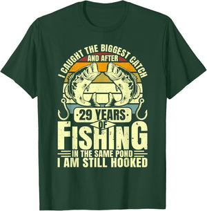 29th Wedding Anniversary Fishing Biggest Catch Fish 29 Years T-Shirt - T-Shirt | Forest