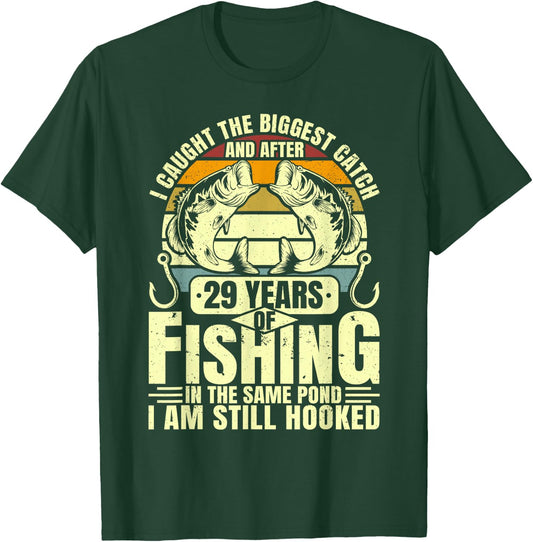 29th Wedding Anniversary Fishing Biggest Catch Fish 29 Years T-Shirt - T-Shirt | Forest