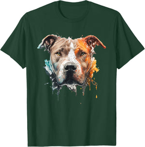 Colorful Splash Art Pitbull Portrait Pit Puppy Pittie Owner T-Shirt - T-Shirt | Forest