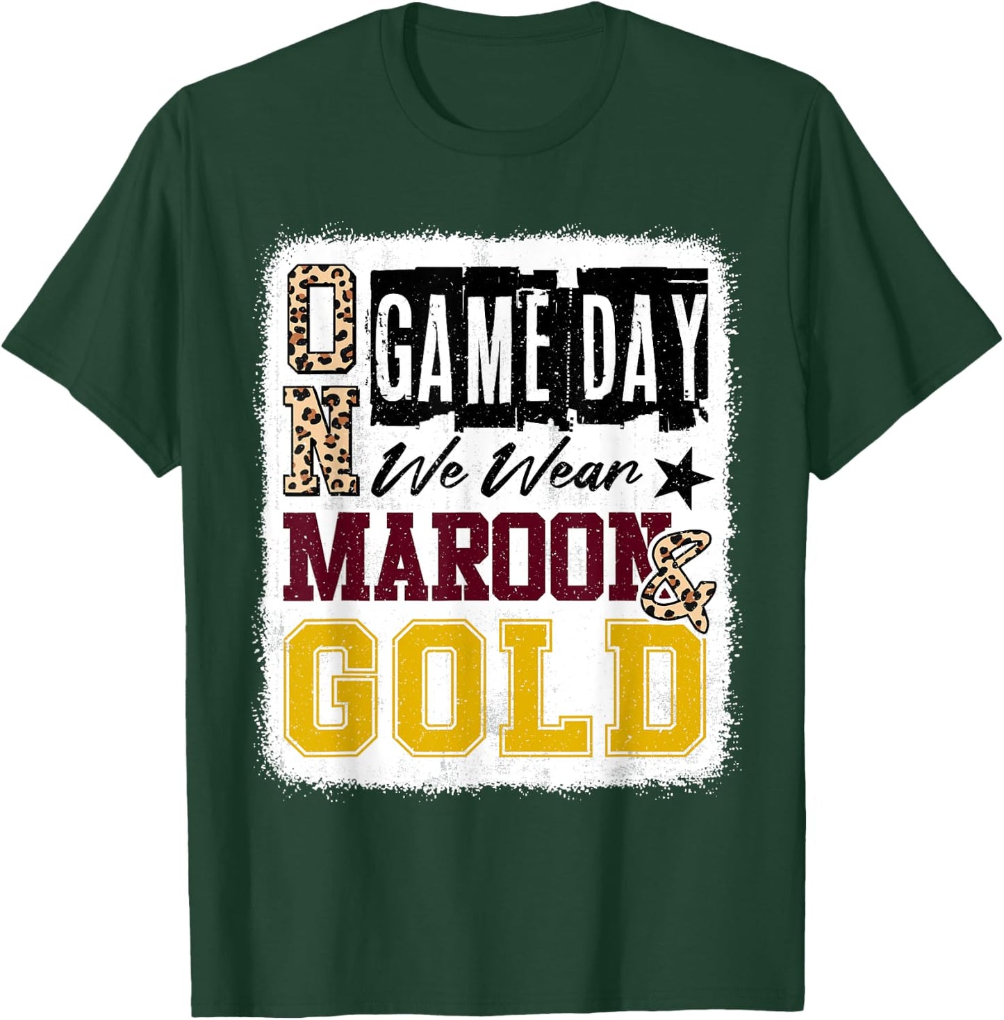 On Gameday Football We Wear Maroon And Gold School Spirit T-Shirt - T-Shirt | Forest