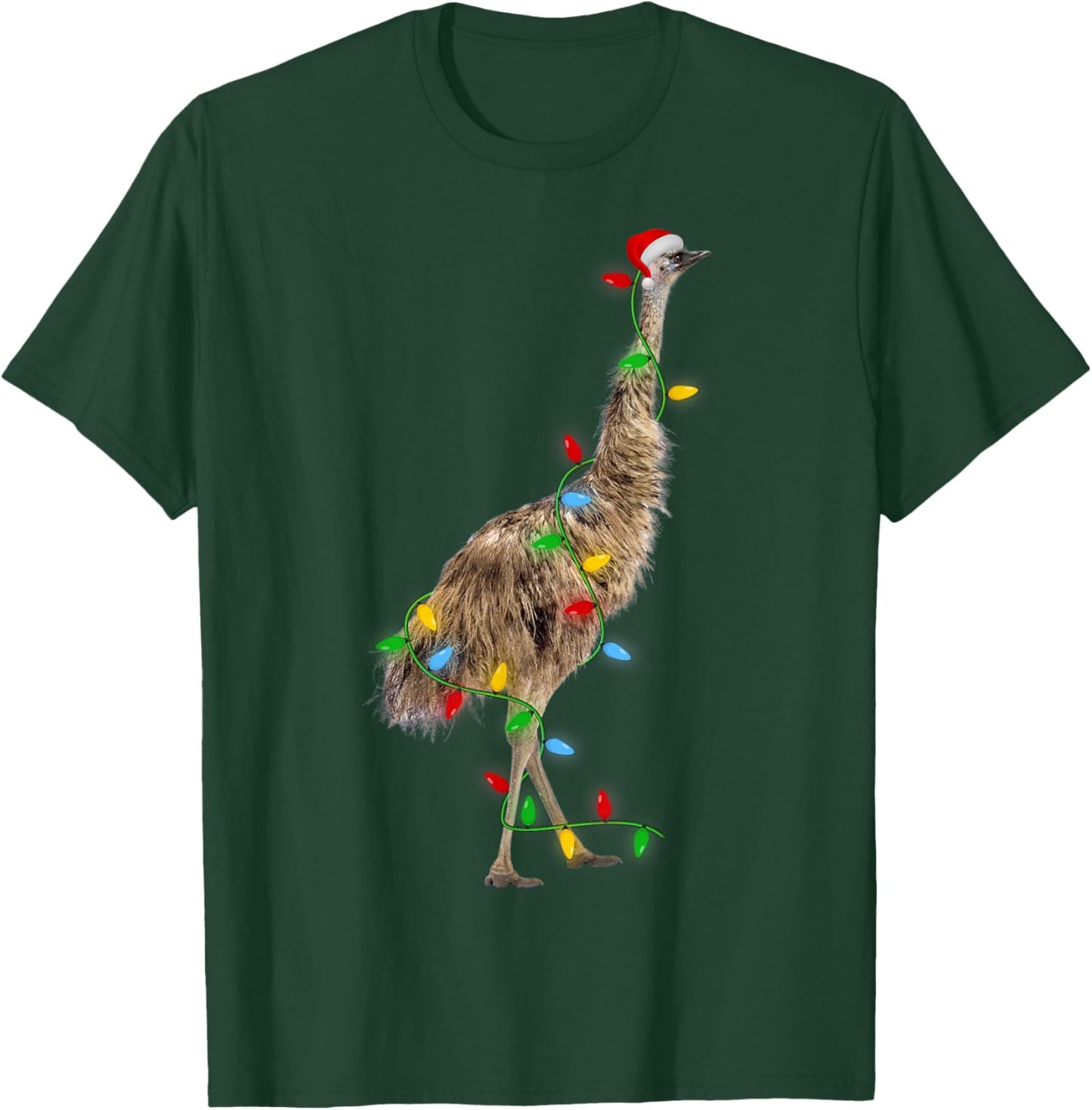 Emu Bird Xmas Lighting Holiday Santa Emu Christmas T-Shirt - T-Shirt | Forest