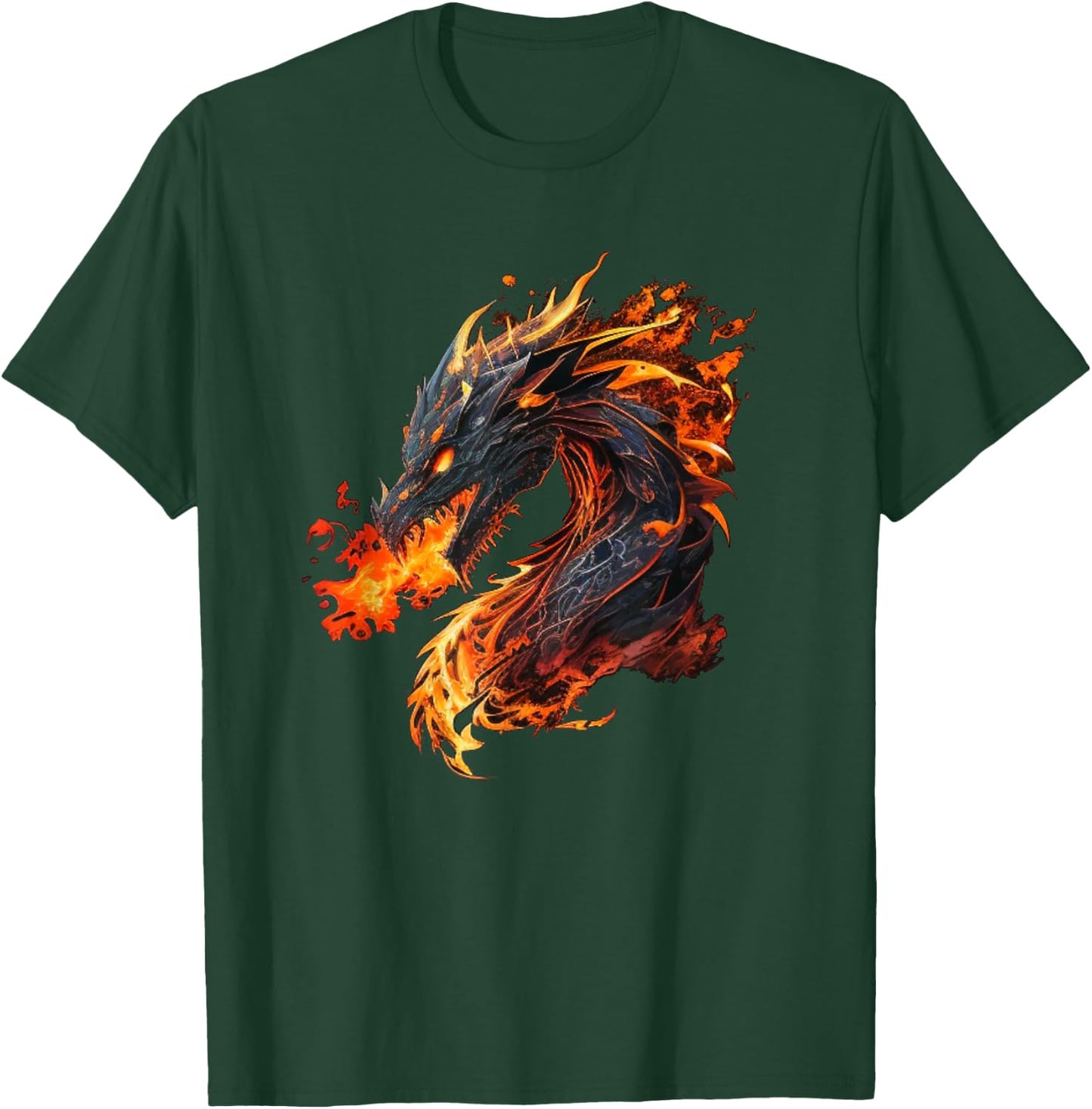 Cool Fire and Flames breathing Dragons Lovers T-Shirt - T-Shirt | Forest