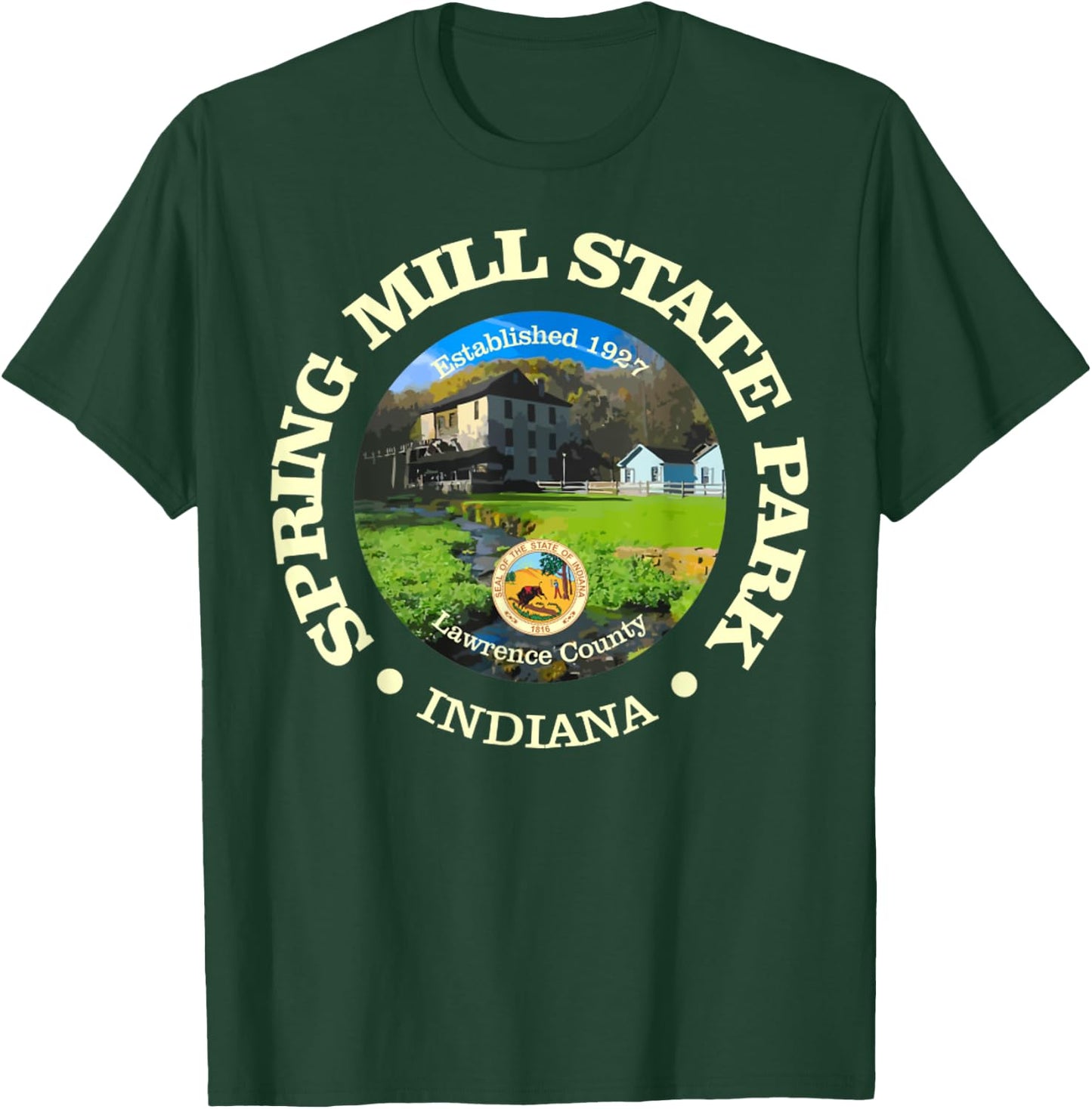 Spring Mill State Park, Indiana Funny Hiking State Parks T-Shirt - T-Shirt | Forest