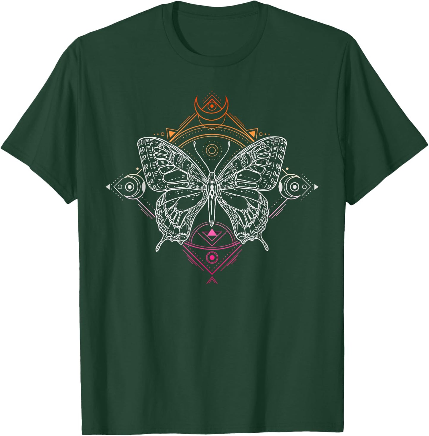 Lesbian Pride Flag Colours Occult Butterfly T-Shirt - T-Shirt | Forest