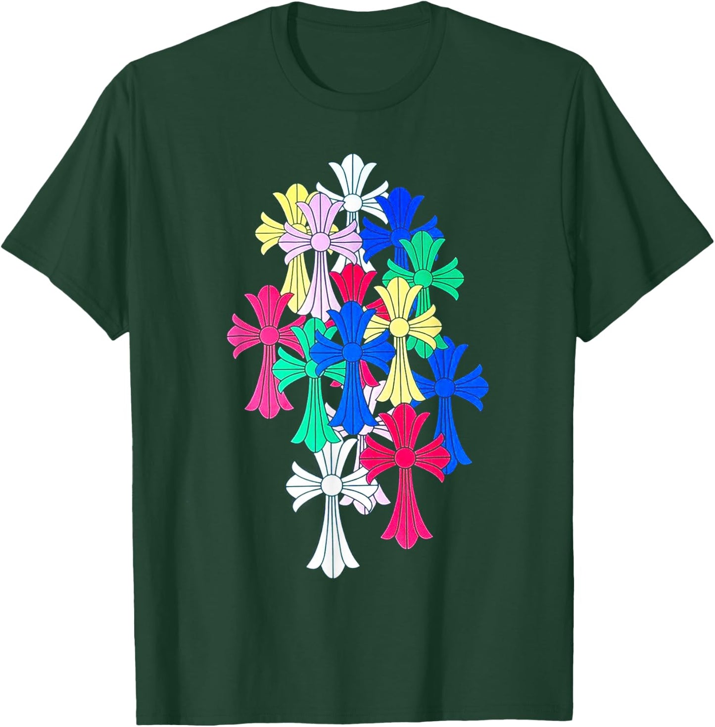 Hearts Multicolor Cross Cemetery T-Shirt - T-Shirt | Forest