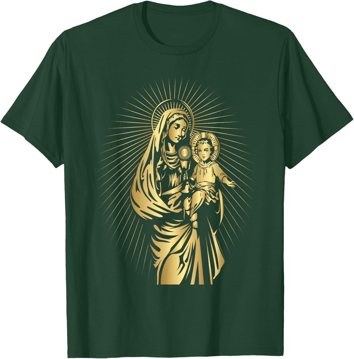Holy Mother Mary Mother of Jesus Vintage Catholic Art Women T-Shirt - T-Shirt | Forest
