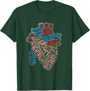 Anatomical Human Heart Cardiology Medical Cardiac Nurse T-Shirt - T-Shirt | Forest