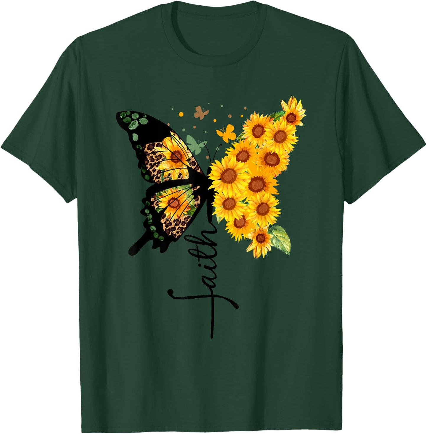Butterfly Sunflower faith Nature Women T-Shirt - T-Shirt | Forest