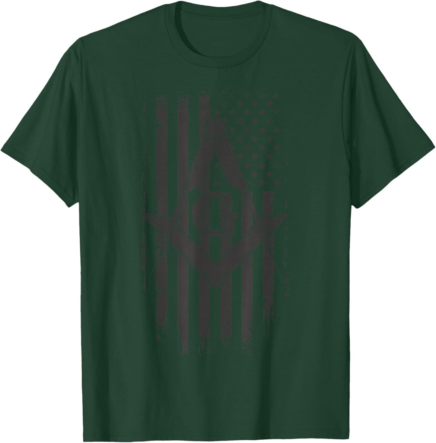 Masonic American Flag Square and Compass - Freemason T-Shirt - T-Shirt | Forest