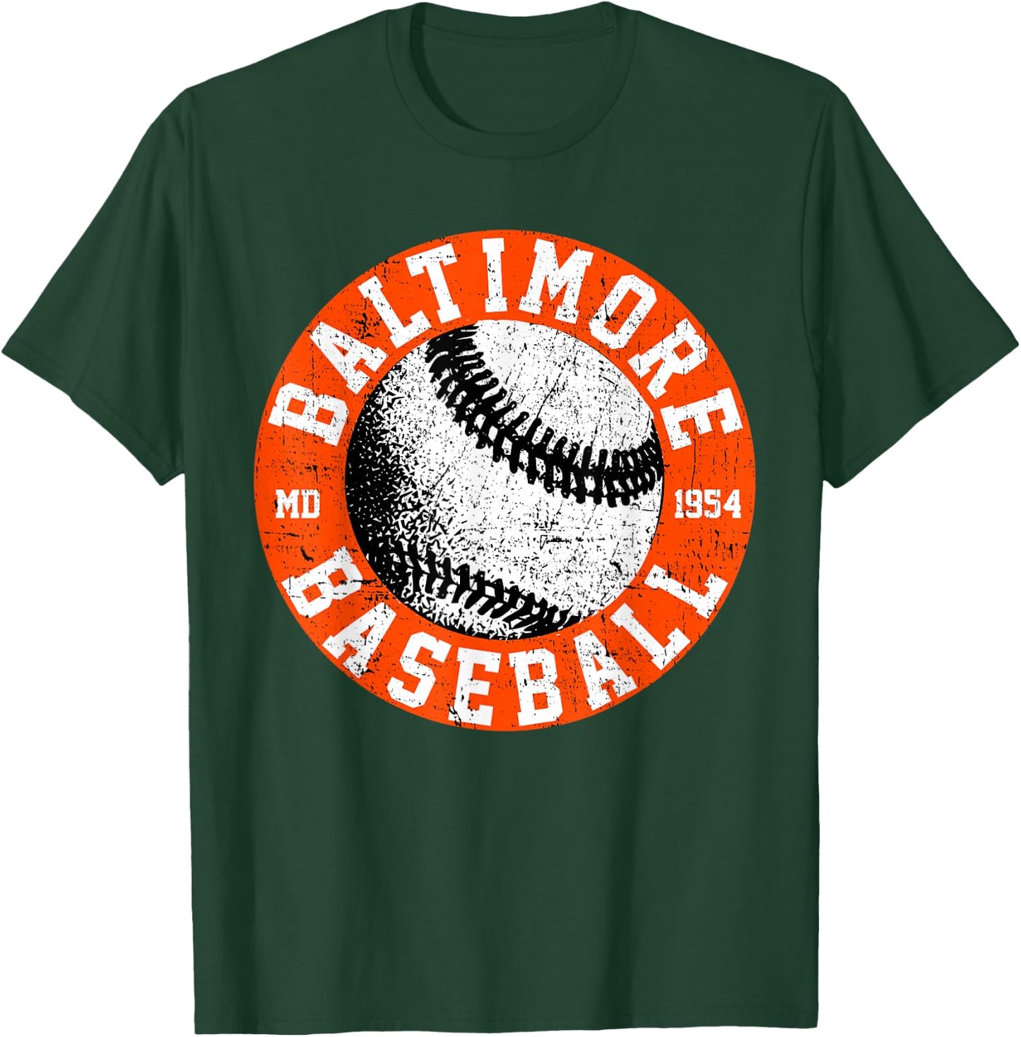 Baltimore Baseball Retro Vintage Design Baseball Lover T-Shirt - T-Shirt | Forest