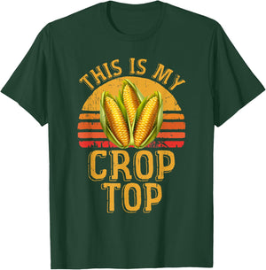 This Is My Crop Top Funny Farmer Farming Corn Lover Retro T-Shirt - T-Shirt | Forest