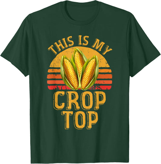 This Is My Crop Top Funny Farmer Farming Corn Lover Retro T-Shirt - T-Shirt | Forest