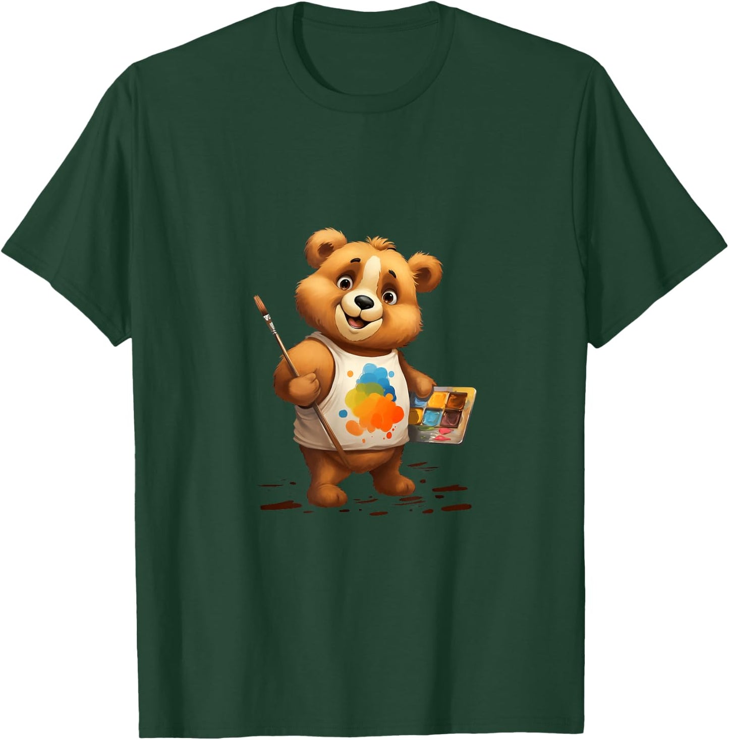 Bear Artist Painter Brush Palette Painting T-Shirt - T-Shirt | Forest