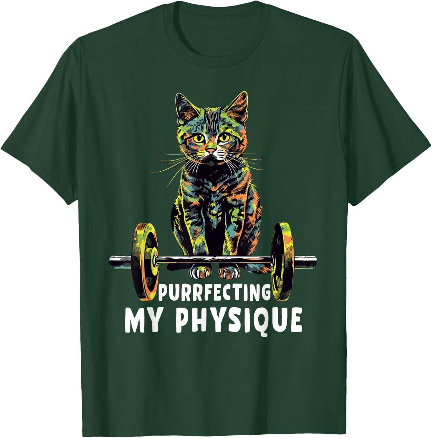Gym, Workout or Fitness Gift Funny Cat in a Gym Men Women T-Shirt - T-Shirt | Forest