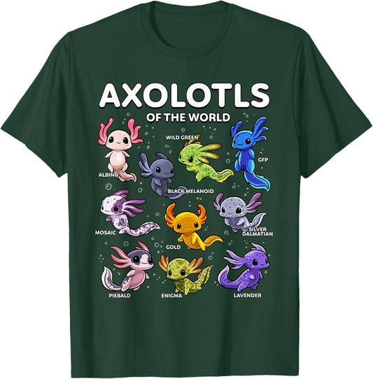 Axolotl Shirt Kawaii Axolotls of the World Axolotl Animals T-Shirt - T-Shirt | Forest