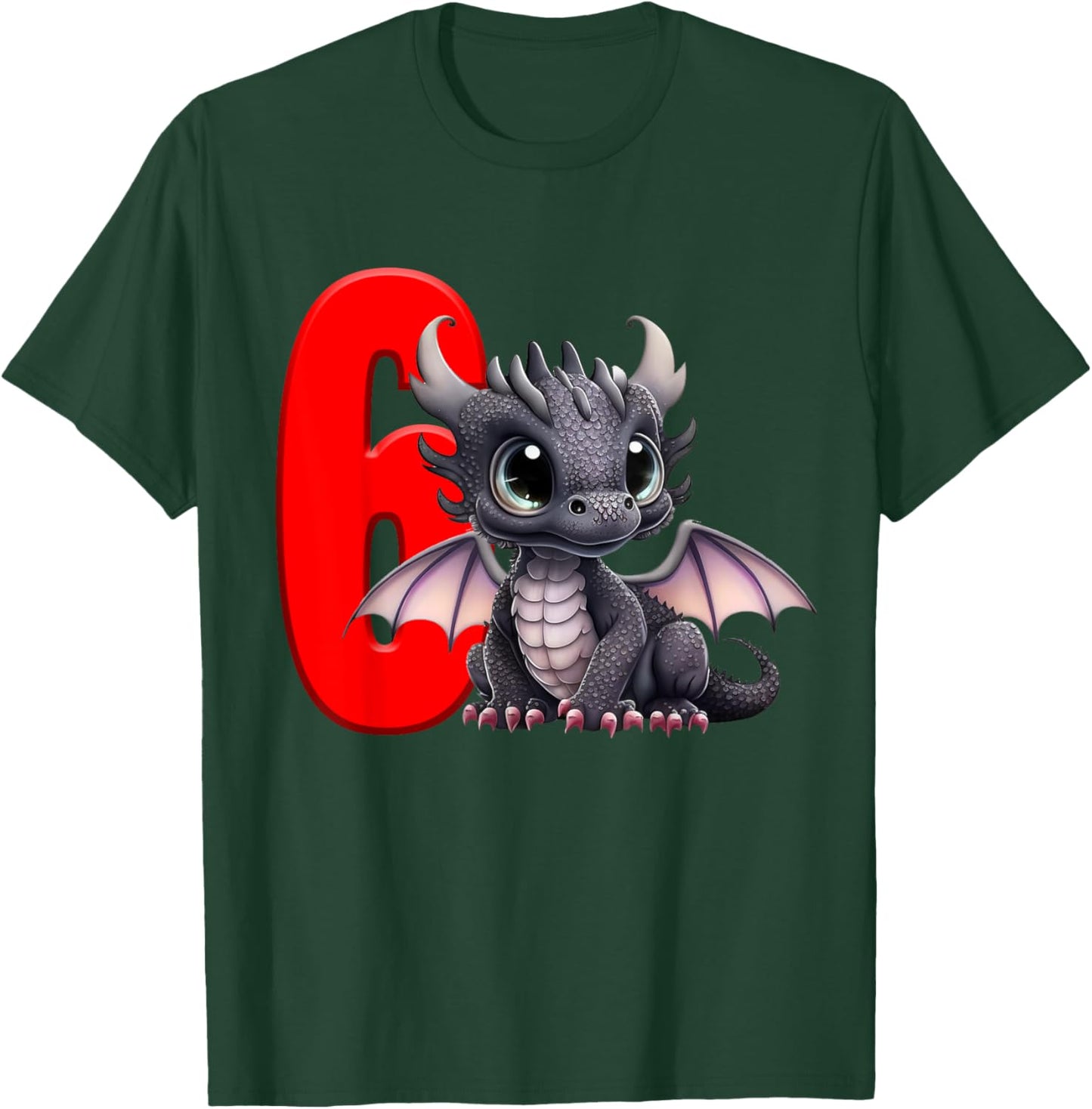 6th Birthday Shirt Dragon Party Birthday Boy Red Kids Six 6 T-Shirt - T-Shirt | Forest