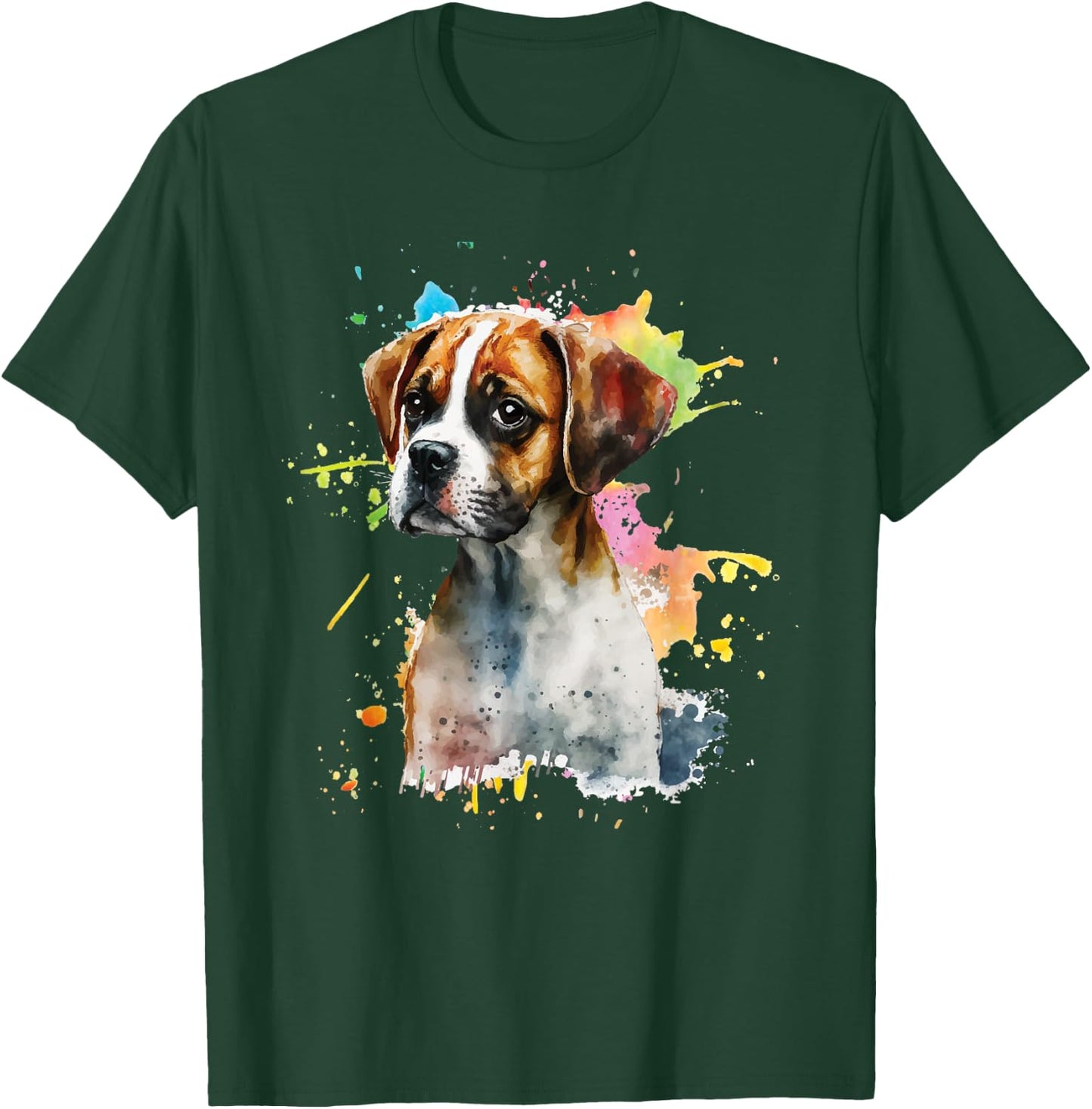 Splatter Boxer Dog - Dog Puppy Veterinarian Animal Breeder T-Shirt - T-Shirt | Forest