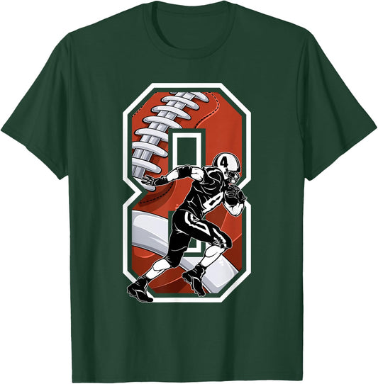 I'm 8 Years Old Football Player 8th Birthday Boys Kids T-Shirt - T-Shirt | Forest