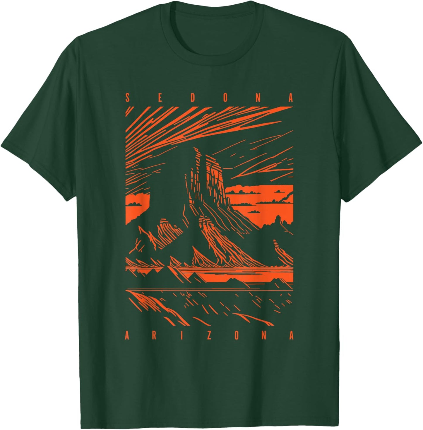Sedona Arizona Retro Sunset Scenic Red Rocks Butte Design T-Shirt - T-Shirt | Forest