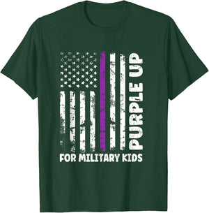 Purple Up for Military Kids Shirt Month Military Child Flag T-Shirt - T-Shirt | Forest