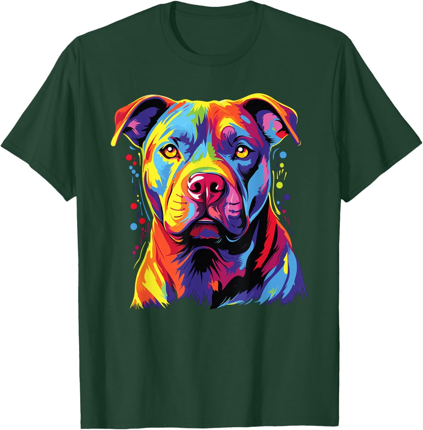 Watercolour Colourful Staffordshire Bull Terrier Dogs T-Shirt - T-Shirt | Forest