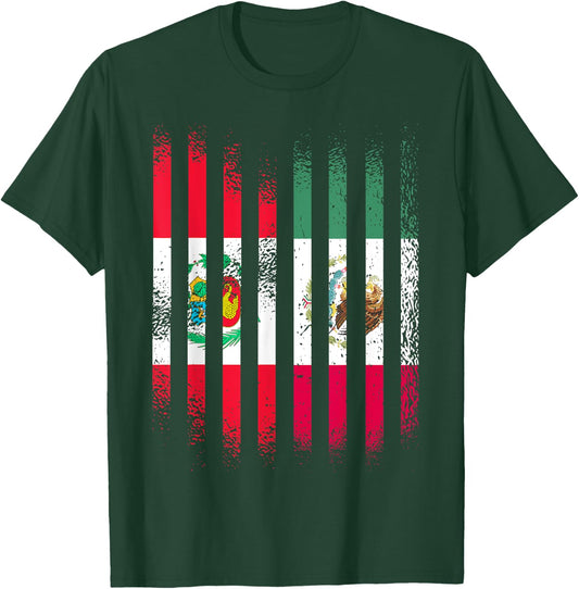 Peru Flag Mexico Grown Country Flags Stripes T-Shirt - T-Shirt | Forest