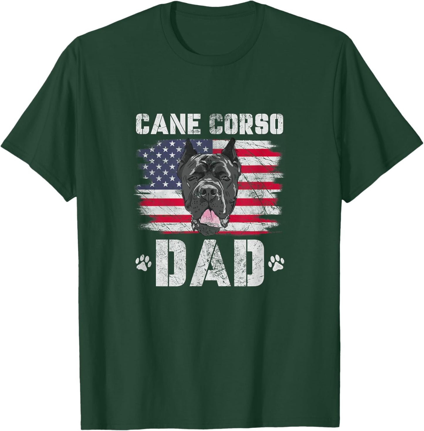 Cane Corso Dad USA American Flag 4th of July Distressed T-Shirt - T-Shirt | Forest