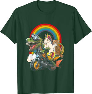 Rainbow Cat Unicorn Dinosaur T Rex Kitten Lover Space Galaxy T-Shirt - T-Shirt | Forest