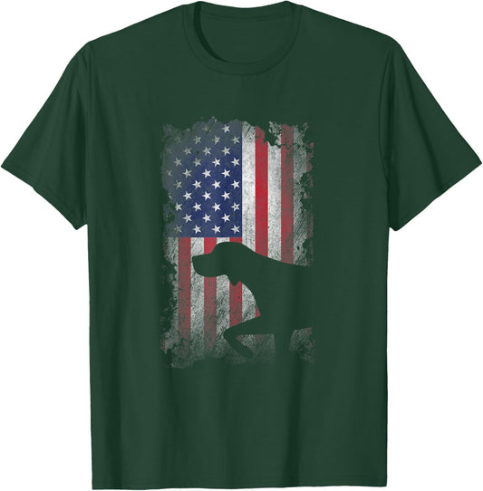 Patriotic German Shorthaired Pointer American Flag GSP Dog T-Shirt - T-Shirt | Forest
