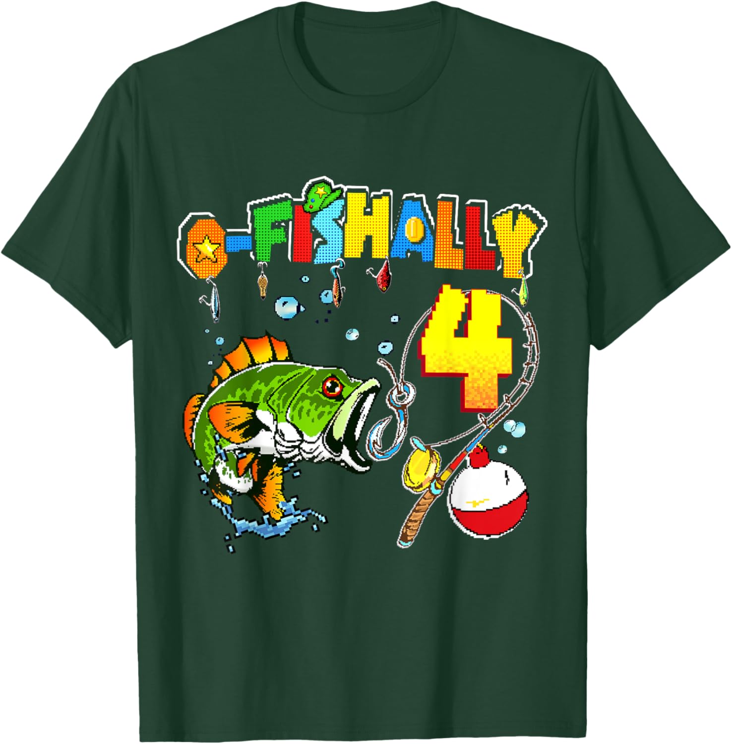 O’fishally 4 Kids 4th Birthday Theme For Boys And Girls T-Shirt - T-Shirt | Forest